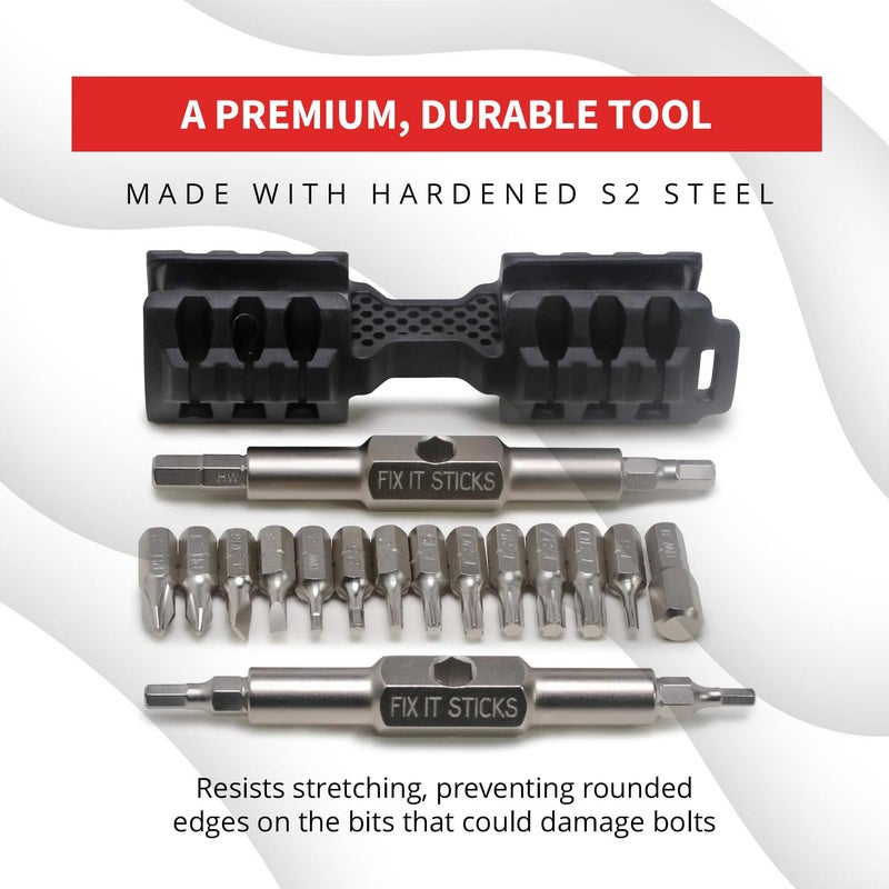 Prestacycle Fixit Sticks Pro Hex Bit Driver Set, Compact T-Handle Ratcheting Tool Kit w/18 Replaceable Bits for Bikes & Repairs - Fix It Sticks Accessories, All-in-One Toolkit - Image 4